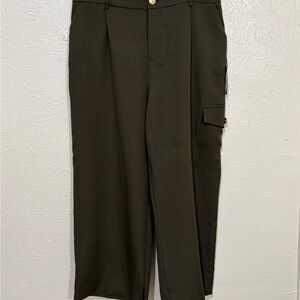 Alice Blue Green Cargo Pants High-Waisted Wide-Leg